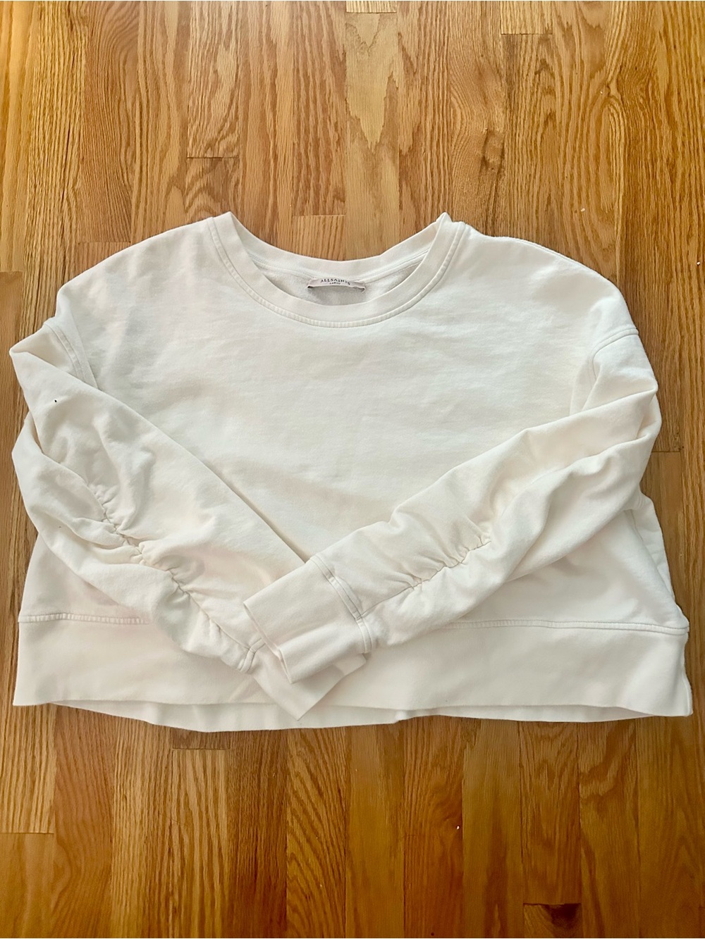 EUC AllSaints White Cropped Crewneck Sweatshirt SZ Large